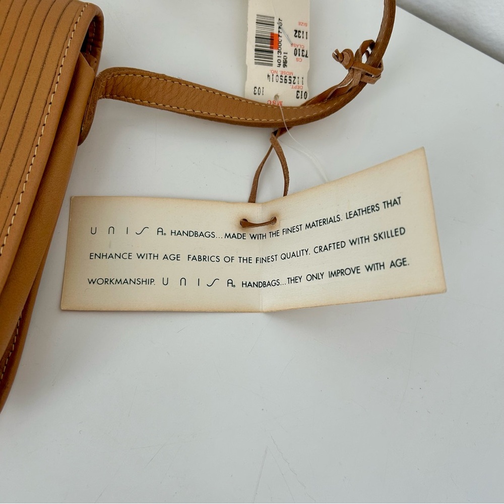 NWT - Stunning Square Unisa Leather Shoulder Bag Camel Color - Picture 5 of 7